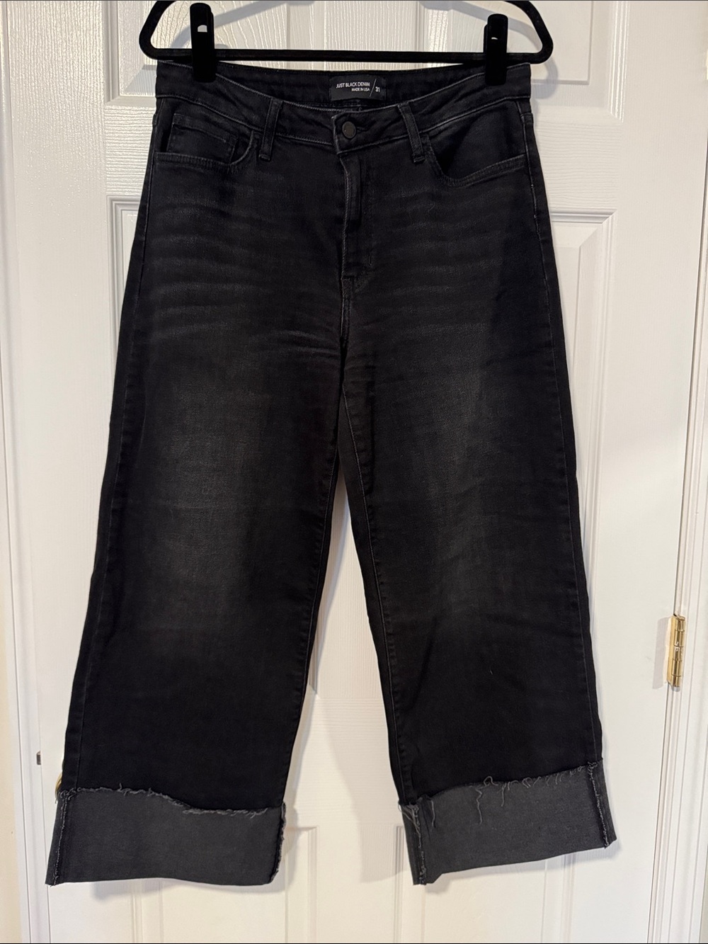 Just Black Denim High-Rise Black Wide Leg Jeans - Size 31
